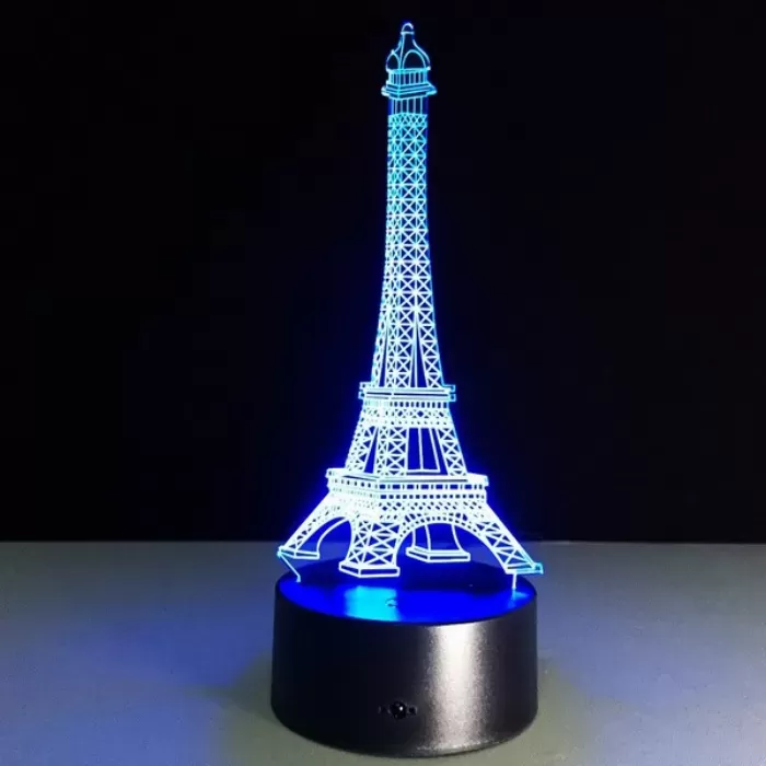 3D LED Лампа Айфелова Кула | Холограмна LED Лампа CREATIVE 3D Айфеловата Кула
