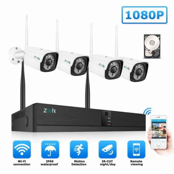8 канален FULL HD 5MP безжична, външна, водоустойчива система за видеонаблюдение 1080P Wifi NVR с двупосочно аудио