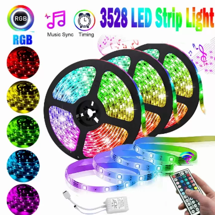 Комплект RGB LED лента 5 метра | Комплект лед лента с дистанционно и захранване