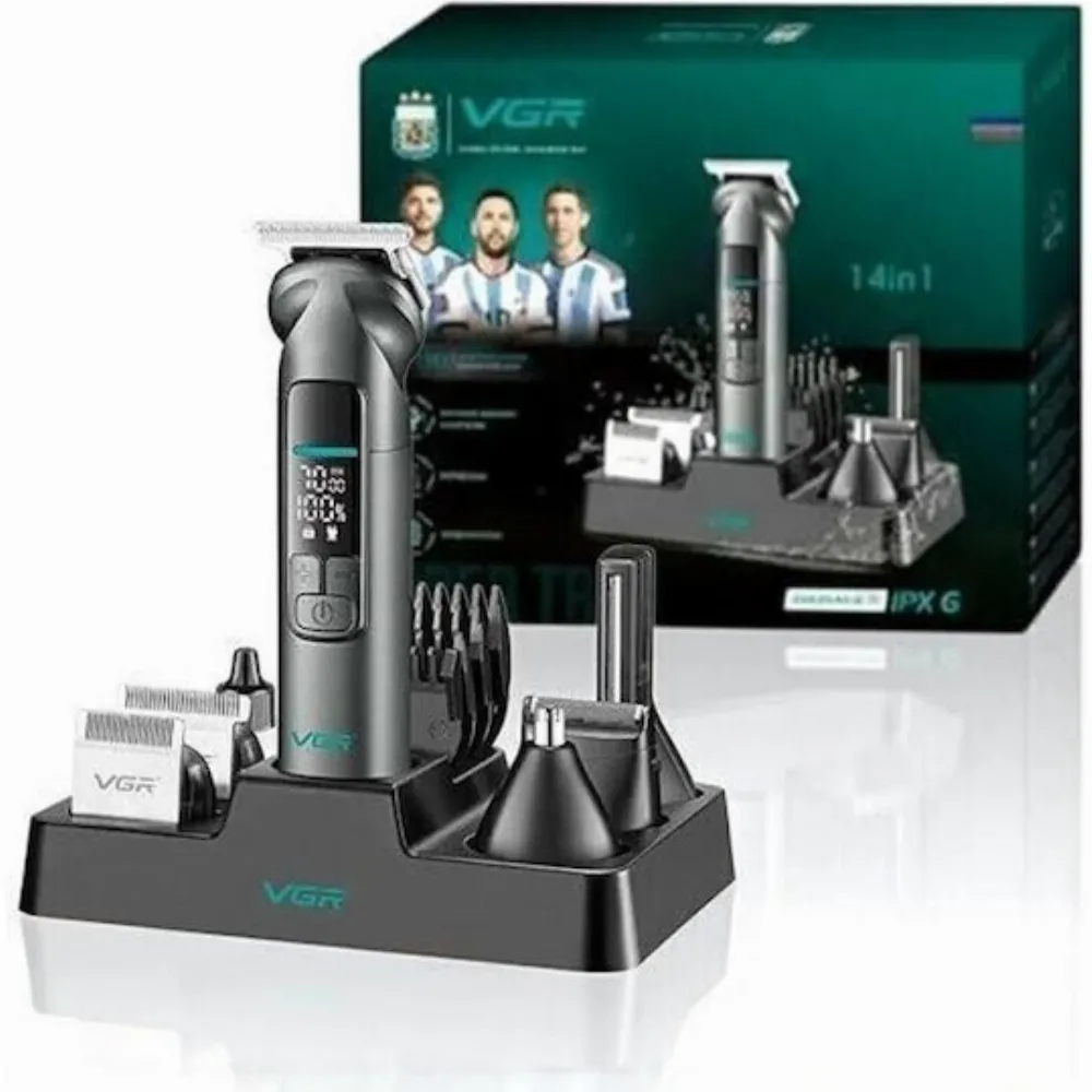 VGR Voyager V096,Пълен комплект за подстригване 14 в 1 с основа за зареждане.
